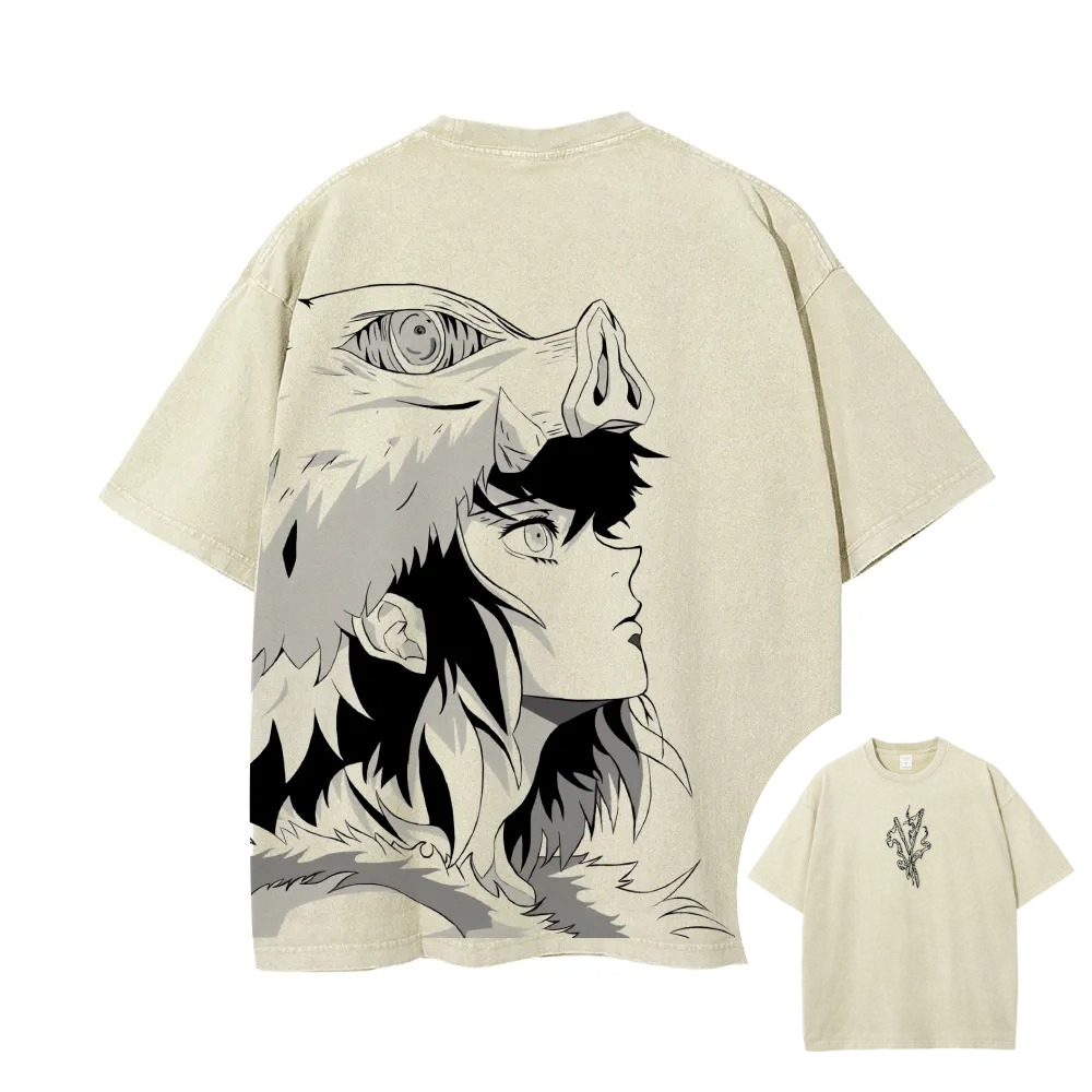 Anime Merchandise Demon Slayer - T-Shirt Demon Slayer Unisex Effetto Lavato,